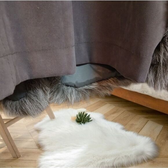 VINTAGE LORI WEIDNER SILVER GREY FAUR FUR VEST SUEDE BACK FAUX FOX HAIR - Picture 12 of 16